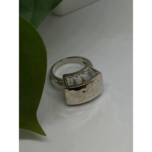 Unique Design 925 Sterling Silver White Colorless Spinel Ring Size 7